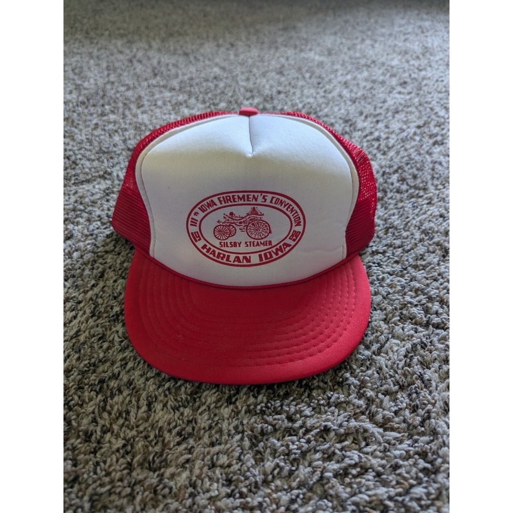 Vintage 1989 Iowa Firemen's Convention Mesh Snap Back Hat Trucker Cap